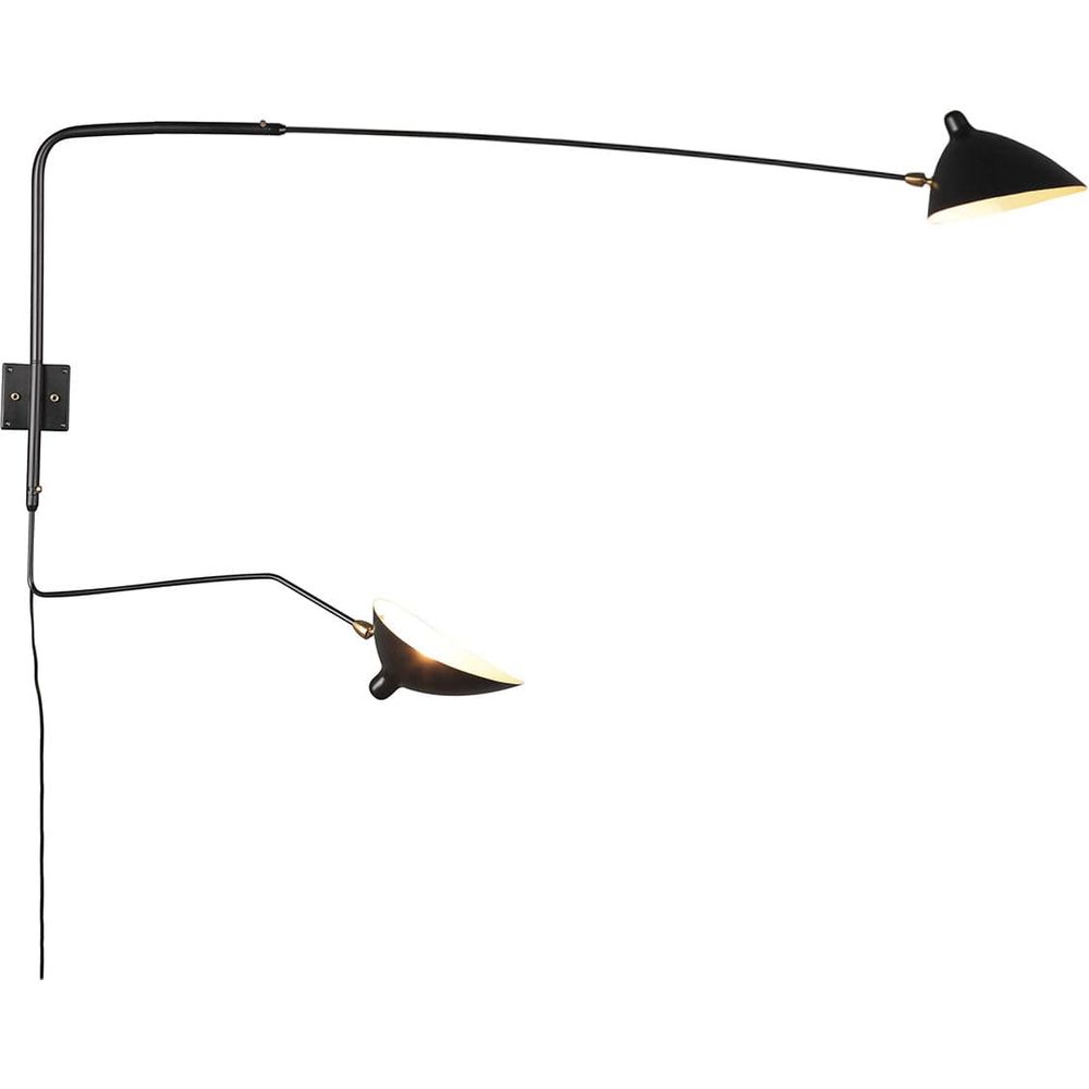 MSC-R2C Rotating Wall Sconce - Two Arm-France & Son-LBW030BLKD-Wall LightingBlack-4-France and Son