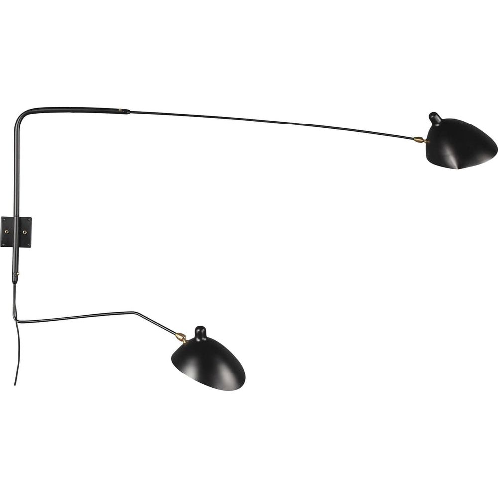 MSC-R2C Rotating Wall Sconce - Two Arm-France & Son-LBW030BLKD-Wall LightingBlack-1-France and Son