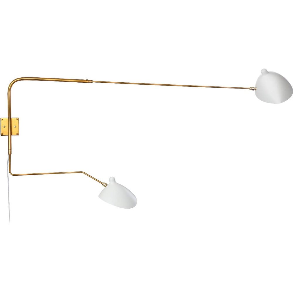 MSC-R2C Rotating Wall Sconce - Two Arm-France & Son-LBW030BRSWHTD-Wall LightingWhite/Brass-2-France and Son