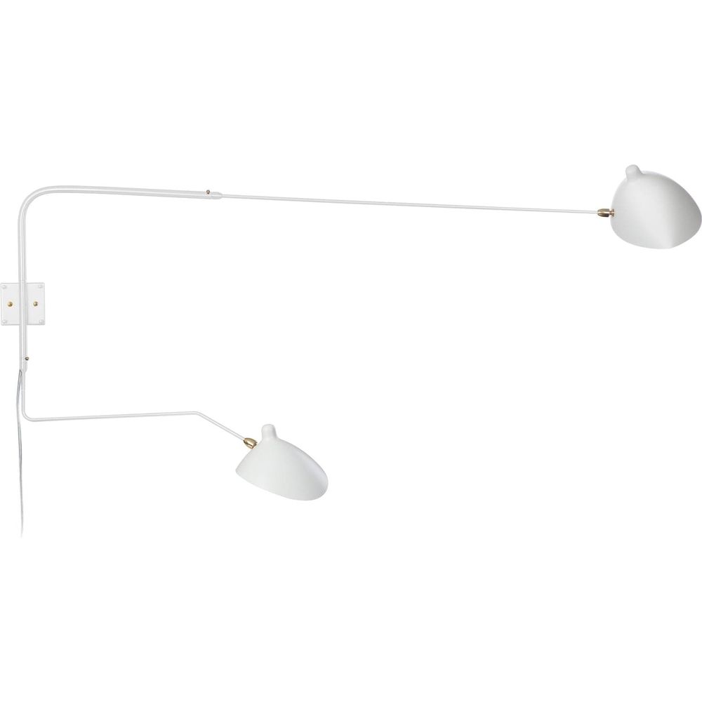 Serge Two Arm Rotating Wall Sconce - One Curved One Straight-France & Son-LBW030WHTD-Wall LightingWhite-6-France and Son