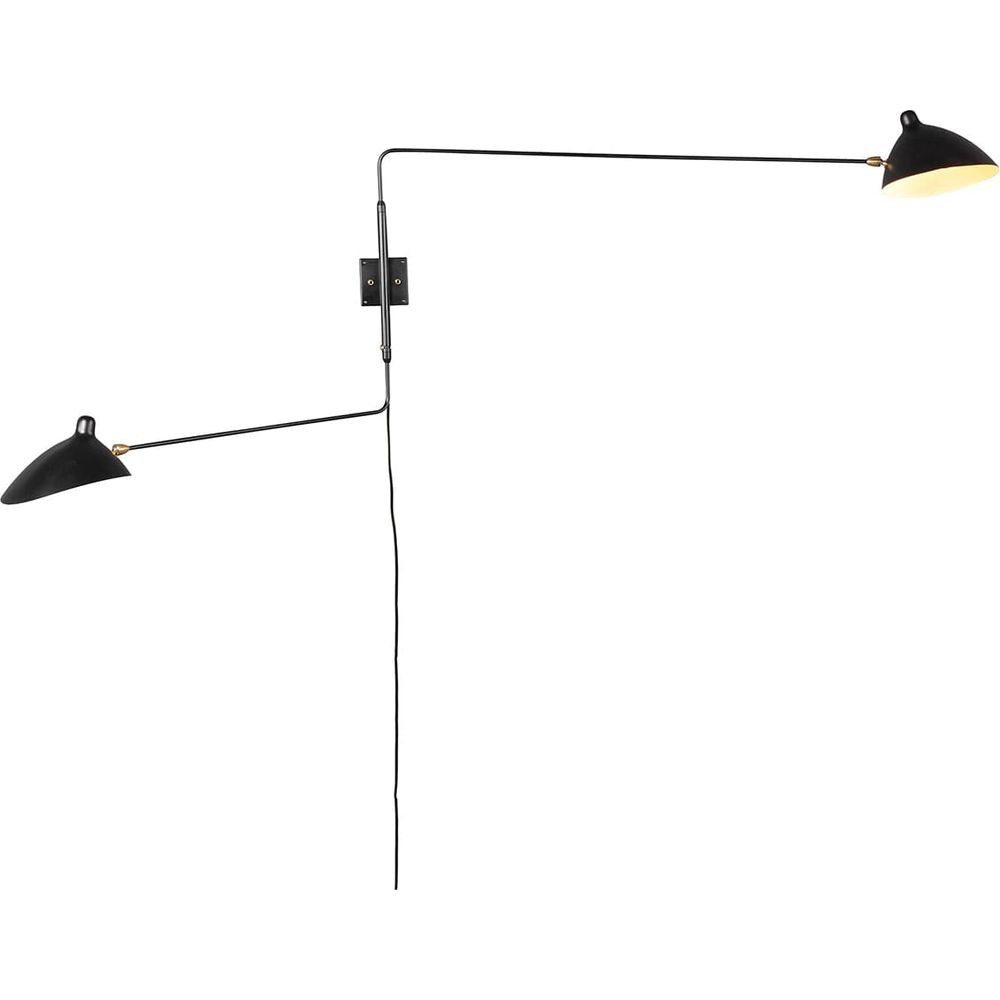 Muille MSC-R2 Rotating Wall Sconce - Two Arm Straight-France & Son-LAW031BLKD-Wall Lighting-2-France and Son
