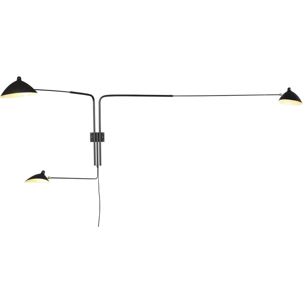 Mouille MSC-R3 Three Arm Rotating Wall Sconce-France & Son-LBW034BLKD-Wall Lighting-3-France and Son