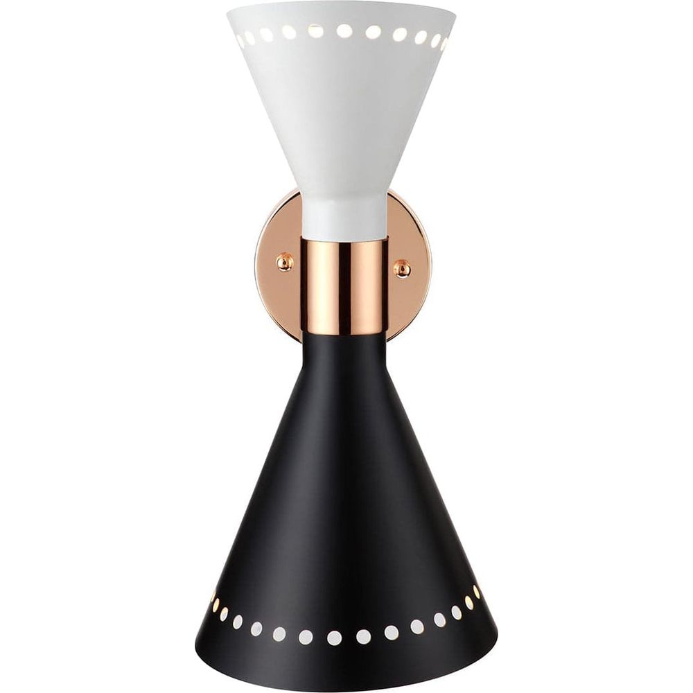 Mid Century Dual Cone Wall Sconce-France & Son-LBW068BLKWHTD-Wall Lighting-1-France and Son