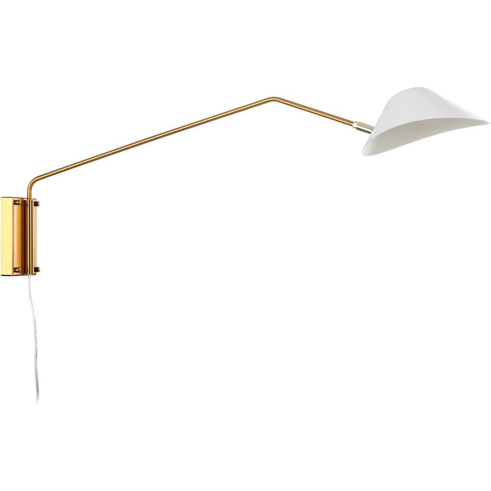 Mid Century Chapeau Long Rotating Wall Sconce-France & Son-LBW094CBRSWHT-Wall LightingWhite / Brass-2-France and Son