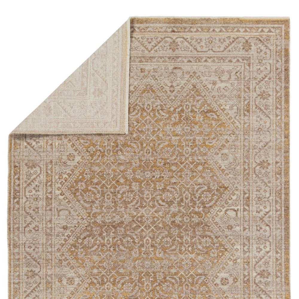 Merine Grafton Medallion Gold/ Light Gray Runner Rug (2'6"X8')