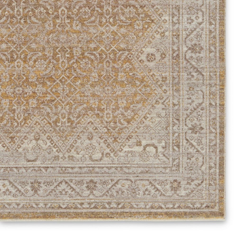 Merine Grafton Medallion Gold/ Light Gray Runner Rug (2'6"X8')