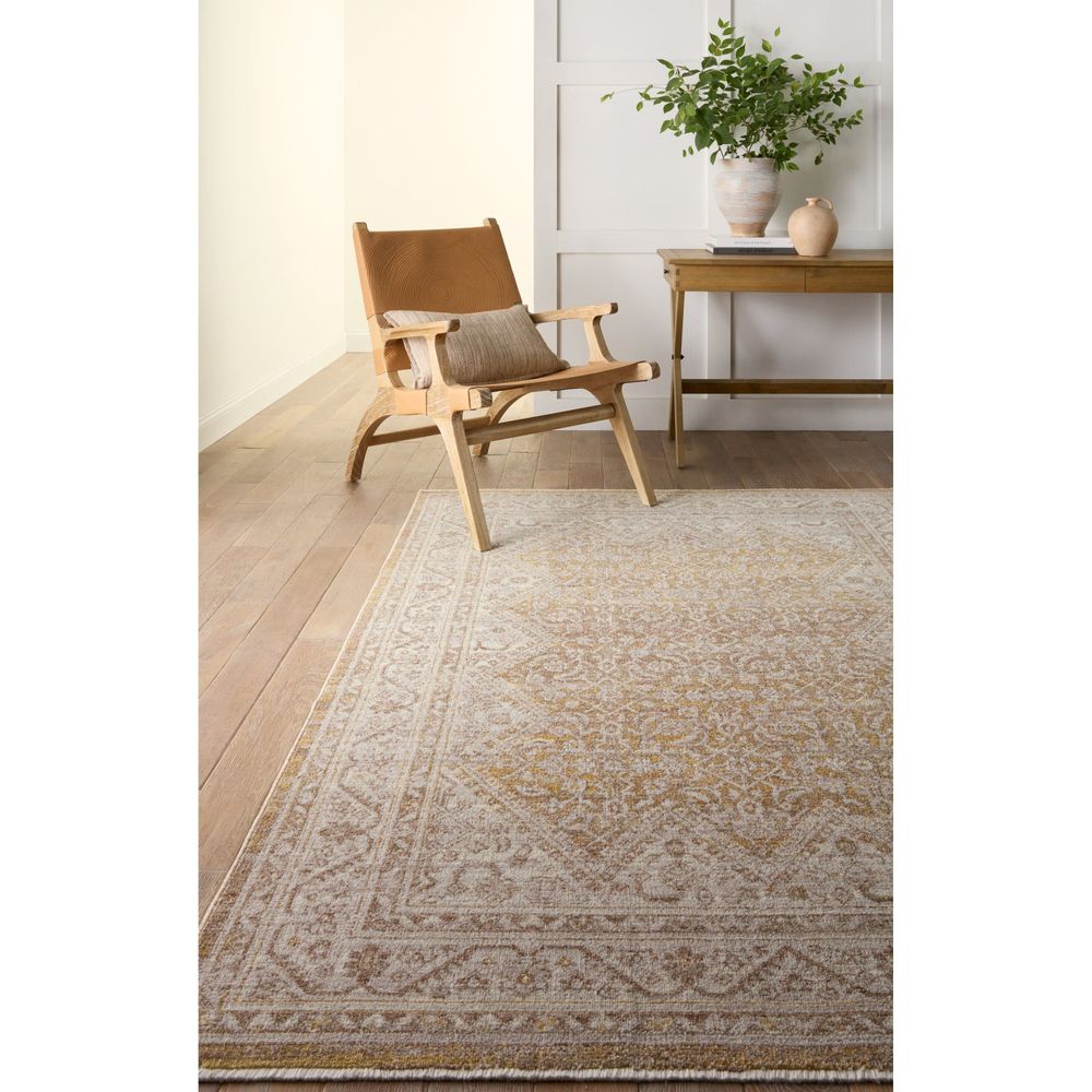 Merine Grafton Medallion Gold/ Light Gray Runner Rug (2'6"X8')