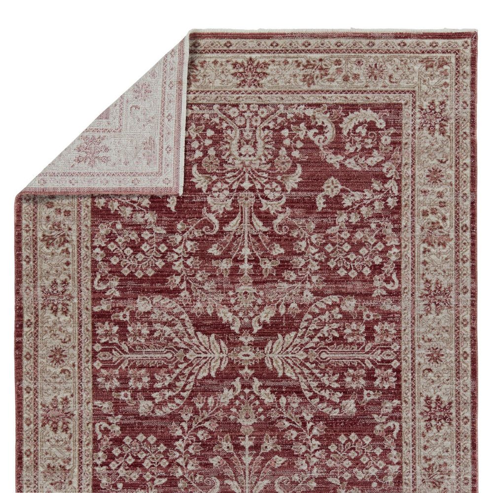 Merine Catherine Floral Red/ Light Gray Runner Rug (2'6"X8')