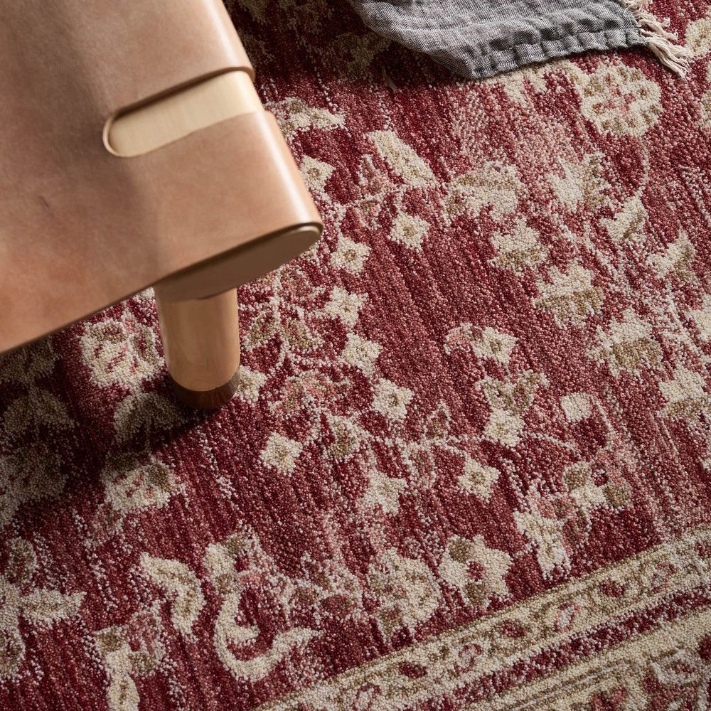 Merine Catherine Floral Red/ Light Gray Runner Rug (2'6"X8')