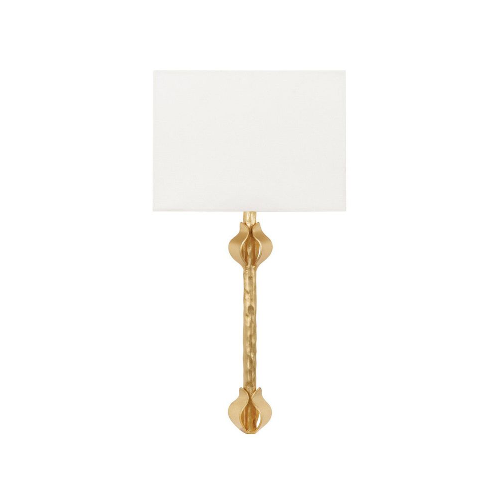 Wall Lighting Linda - Flush Iron Sconce With Leaf Detail In Gold Leaf