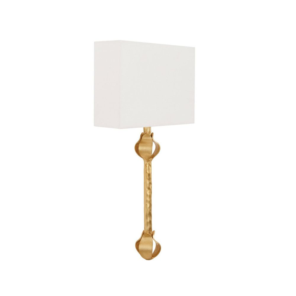 Wall Lighting Linda - Flush Iron Sconce With Leaf Detail In Gold Leaf