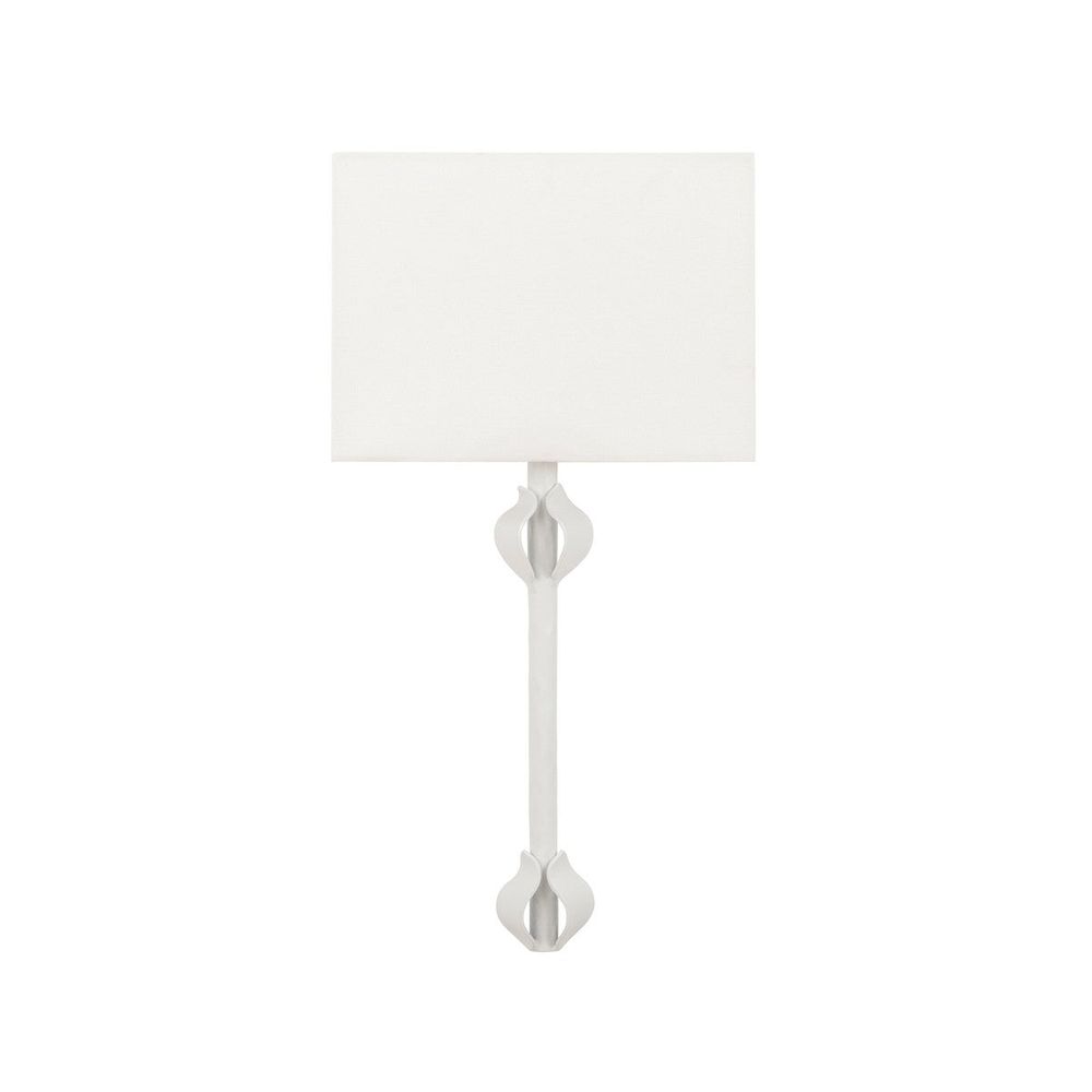 Wall Lighting Linda - Flush Iron Sconce With Leaf Detail In Matte White Powder Coat