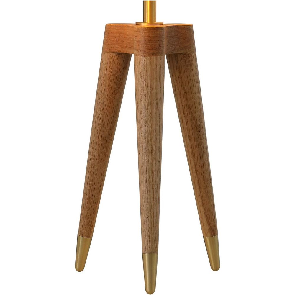 Brass Dome Table Lamp with Wooden Tripod Base-France & Son-LM1601TBRS-Table Lamps-4-France and Son