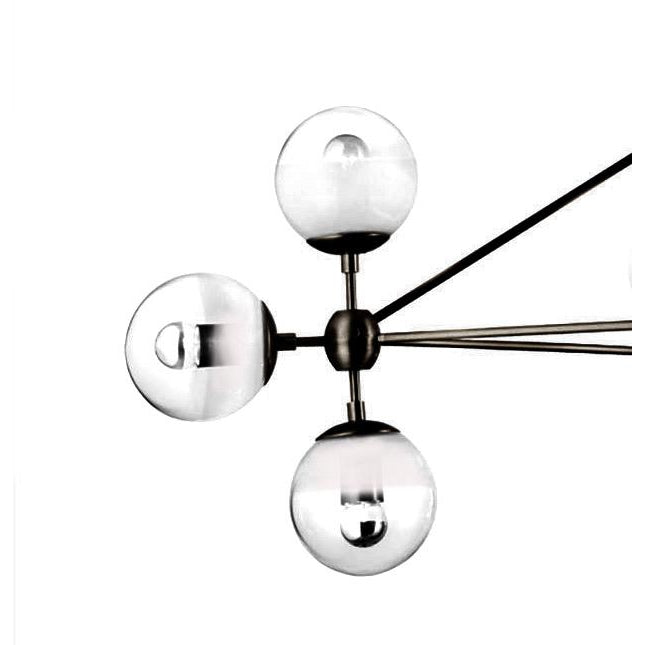 Modern Moda Chandelier 10 Globe - Clear Glass-France & Son-LM231P10BLK-Chandeliers-2-France and Son