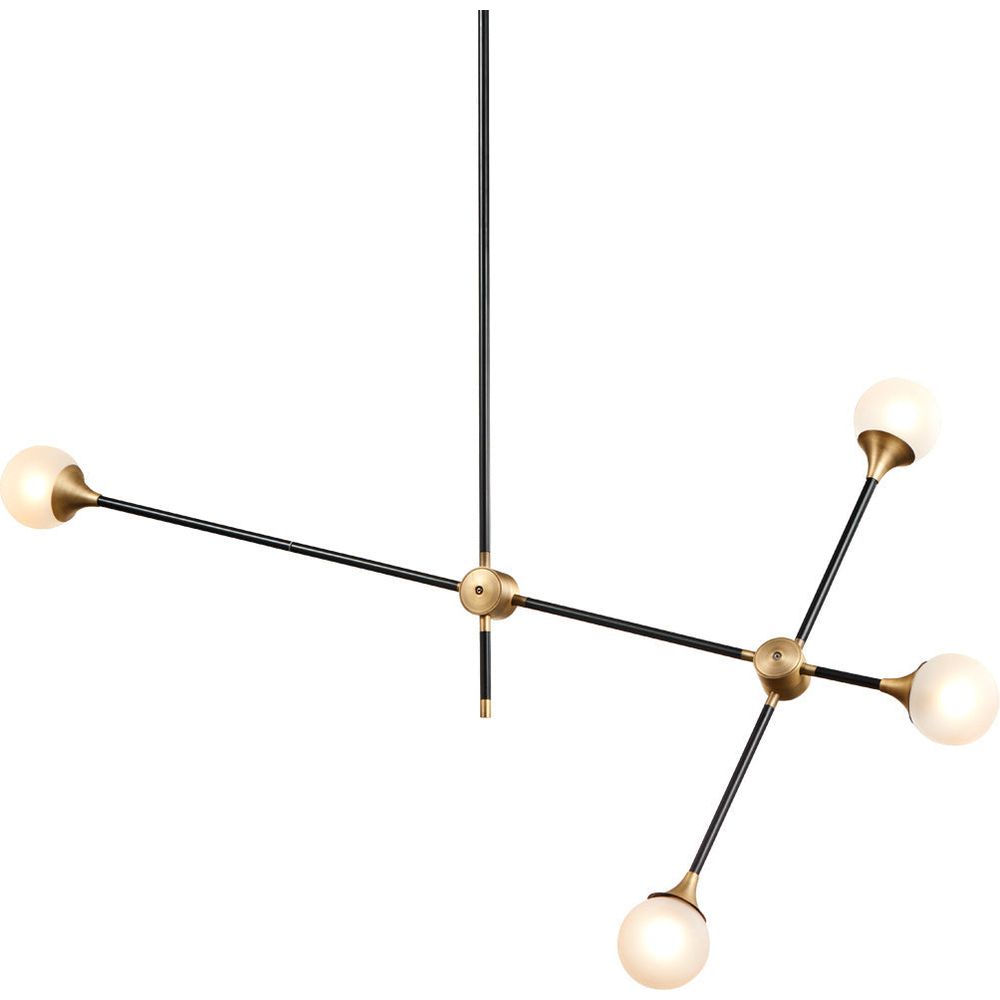 Modern Baton Chandelier-France & Son-LM3644PBLKBRS-Chandeliers-2-France and Son