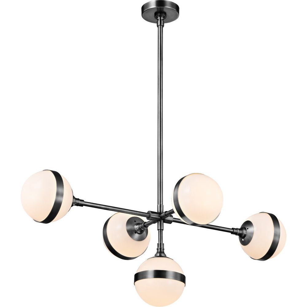 Mid Century Peggy Guggen Chandelier-France & Son-LM5615PBLK-ChandeliersBlack Pearl Chrome-2-France and Son