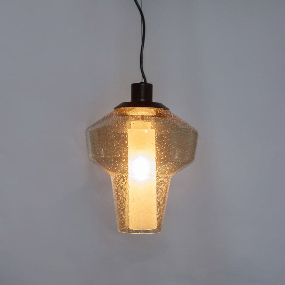 Seeded Glass Pendant Light-France & Son-LM8101PBRN-Pendants-2-France and Son