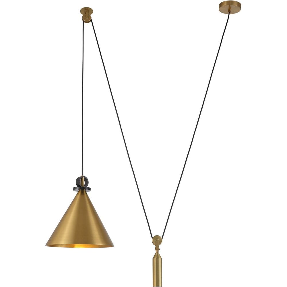 Brass Cone Counterweight Pendant Light-France & Son-LM9231PBRS-Pendants-1-France and Son