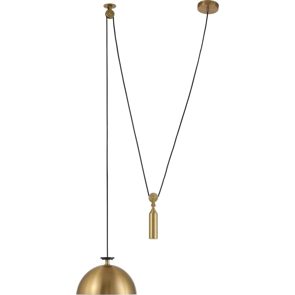 Brass Dome Counterweight Pendant Light-France & Son-LM9232PBRS-Pendants-1-France and Son