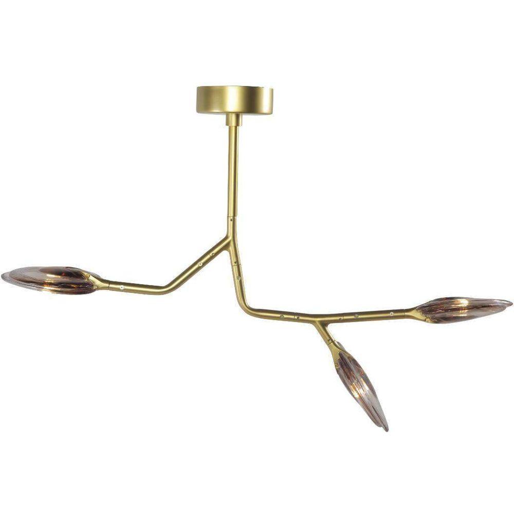 Branching Reniform Art Glass Chandelier - 3 Bulb-France & Son-LM9603PGOLD-Chandeliers-1-France and Son