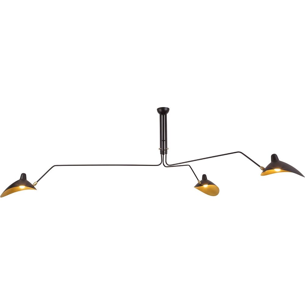 Three-Arm Mouille Ceiling Lamp - Gold Interior