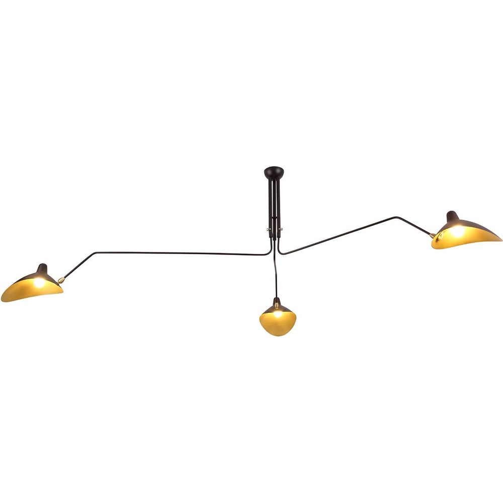 Three-Arm Mouille Ceiling Lamp - Gold Interior