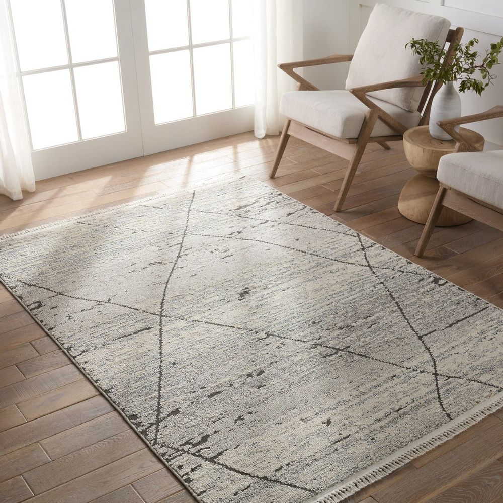 Zenara Trellis Gray/ White Runner Rug (3'X8')