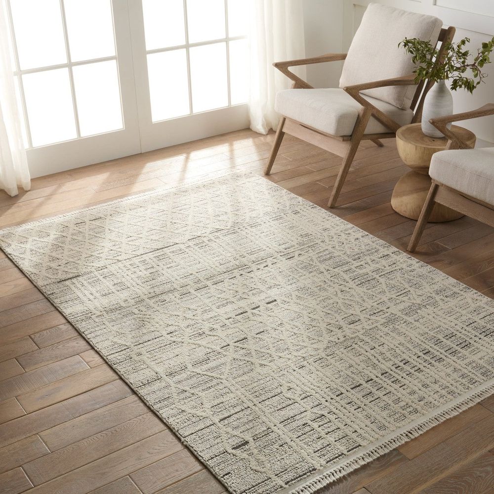 Casita Trellis Cream/ Gray Runner Rug (3'X8')