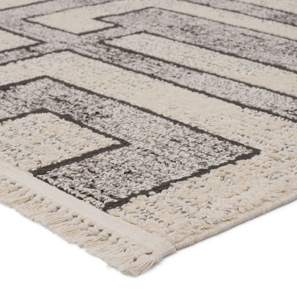 Runners Chalet Geometric Gray/ Cream Runner Rug (3'X8')