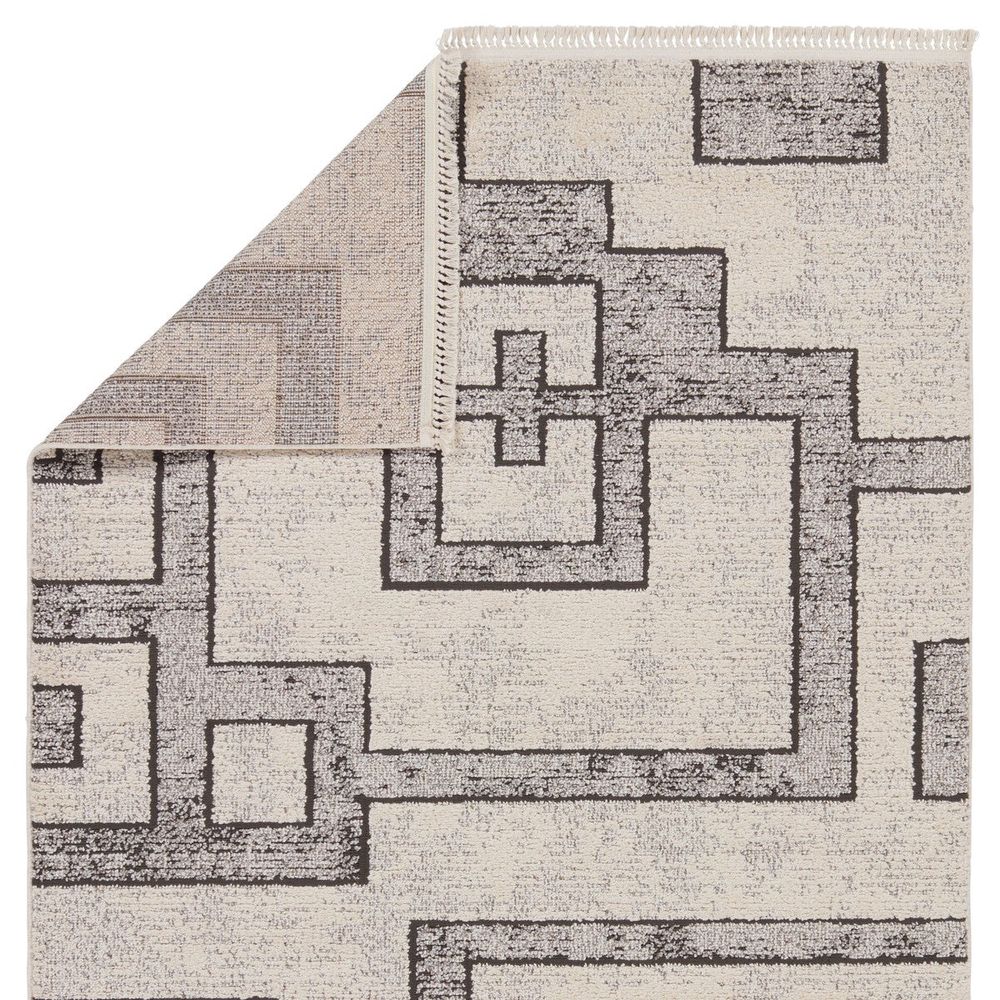 Runners Chalet Geometric Gray/ Cream Runner Rug (3'X8')