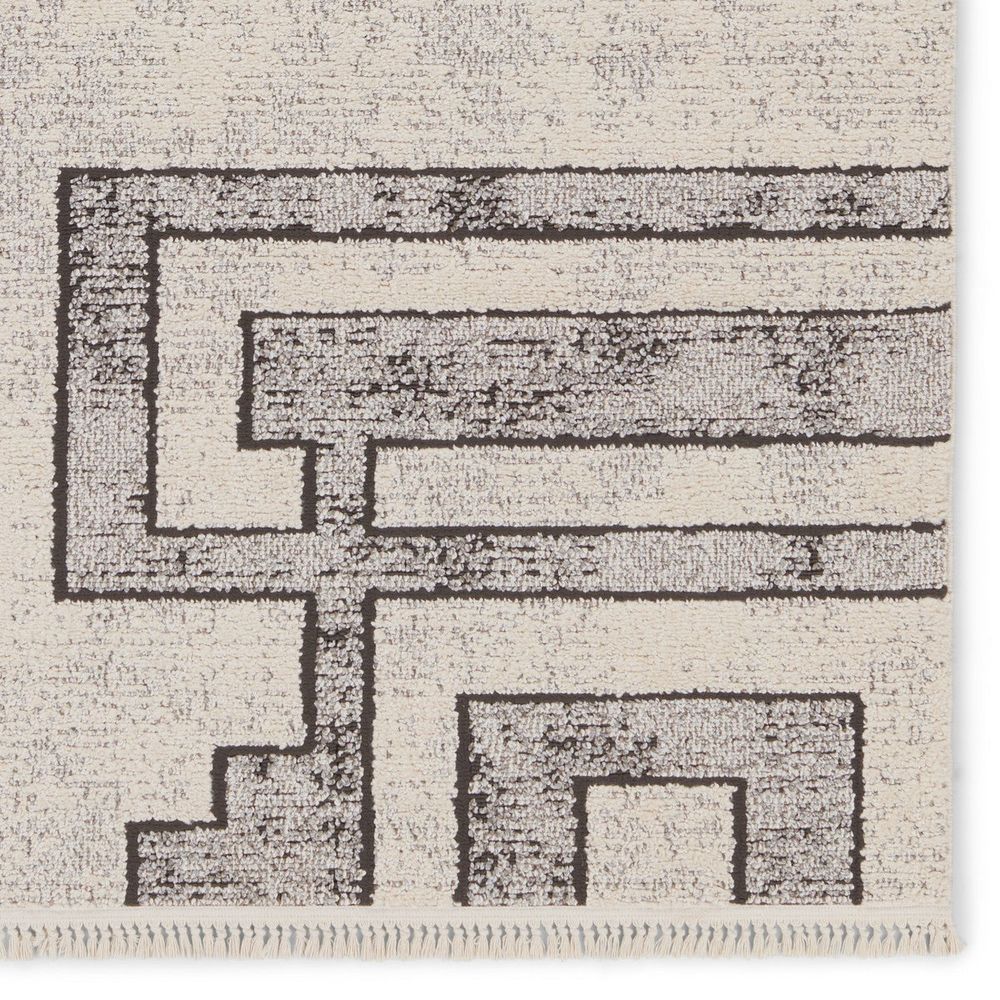 Runners Chalet Geometric Gray/ Cream Runner Rug (3'X8')