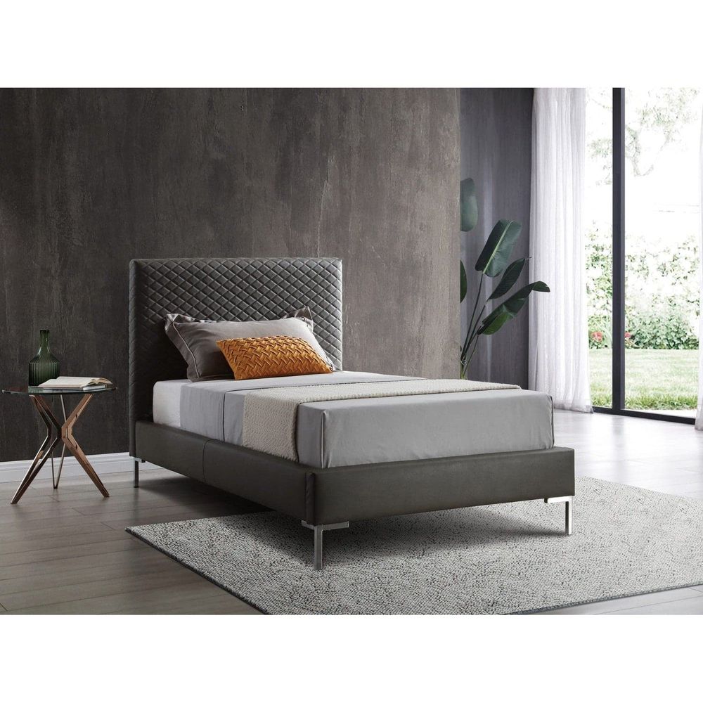 Liz Twin Bed-Whiteline Modern Living-WHITELINE-BT1689P-DGRY-BedsDark Grey-4-France and Son