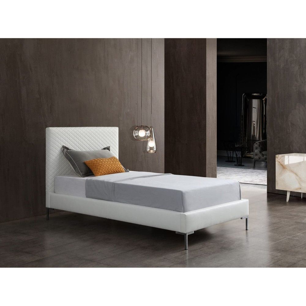 Liz Twin Bed-Whiteline Modern Living-WHITELINE-BT1689P-WHT-BedsWhite-3-France and Son