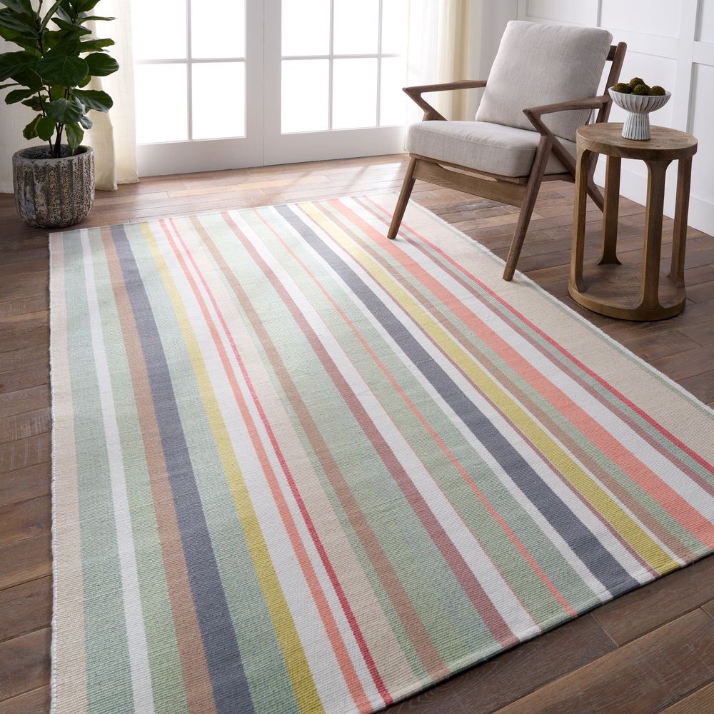 Merine Virame Handmade Striped Multicolor/Pink Runner Rug (3'X8')