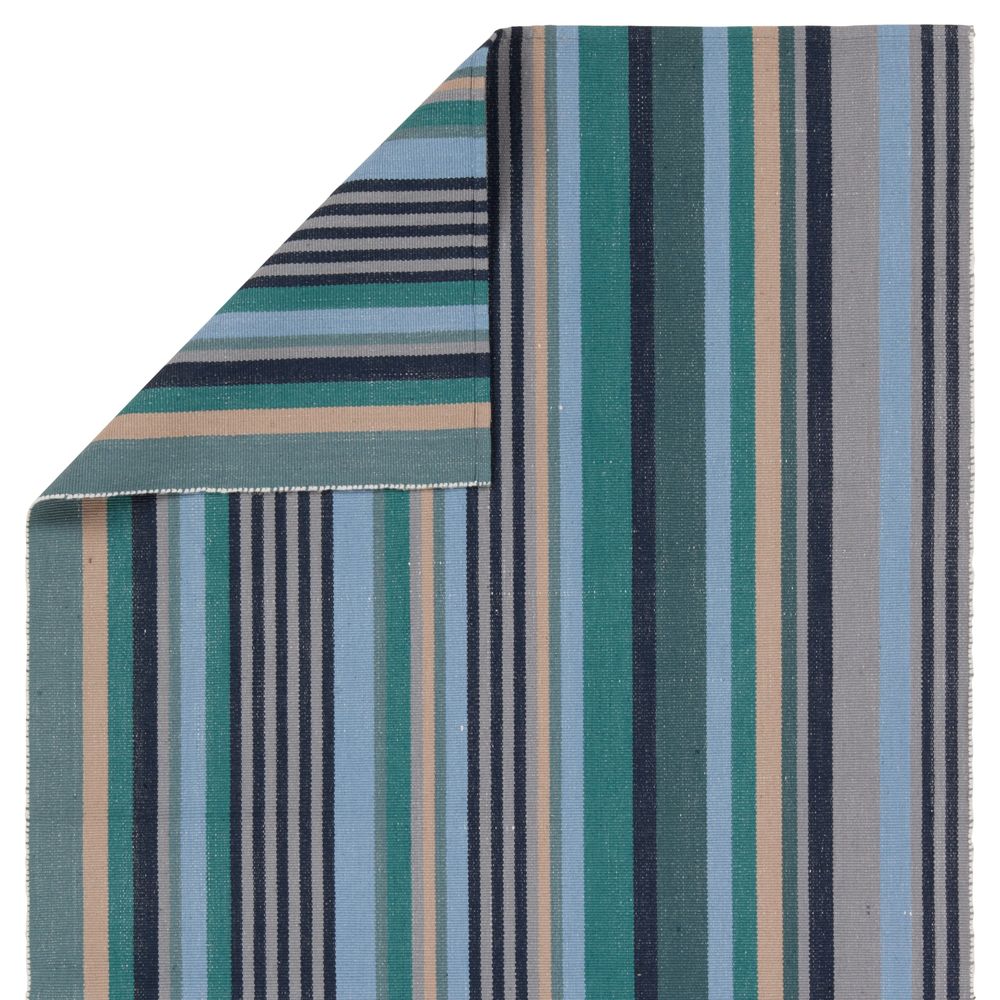 Merine Enzo Handmade Striped Teal/Blue Runner Rug (3'X8')