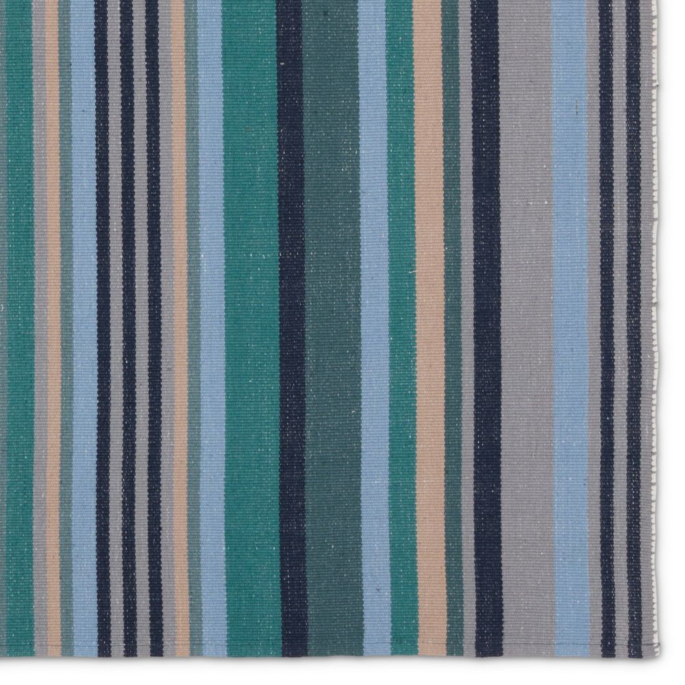 Merine Enzo Handmade Striped Teal/Blue Runner Rug (3'X8')