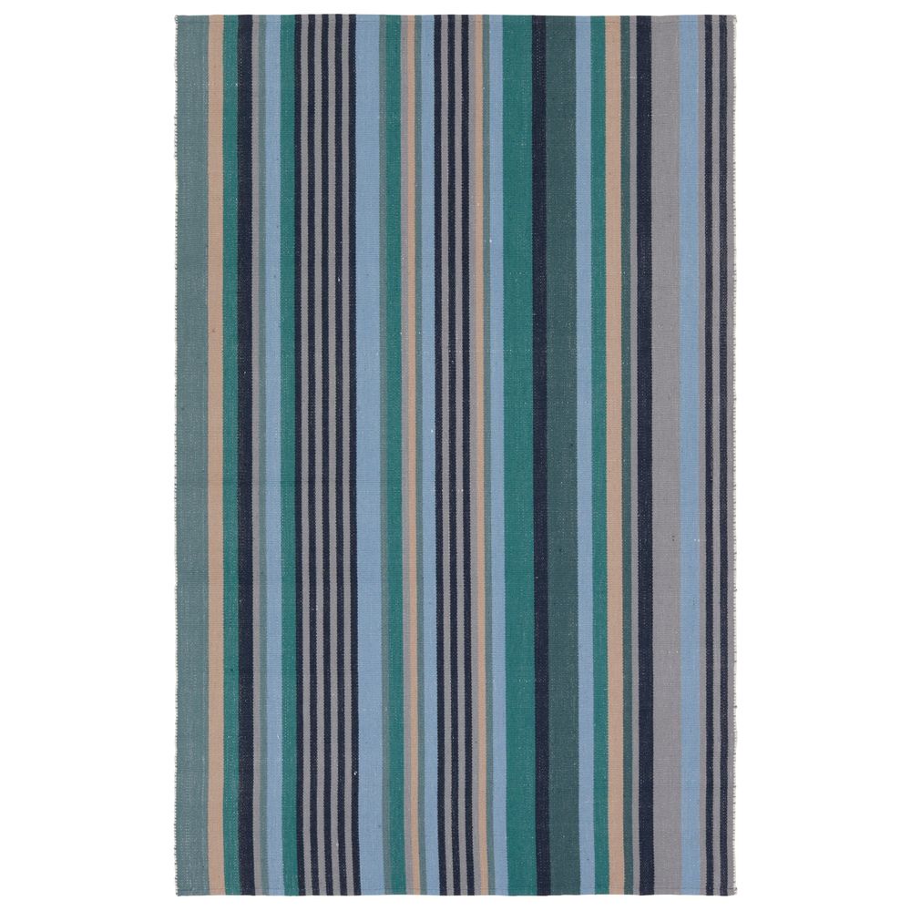 Merine Enzo Handmade Striped Teal/Blue Runner Rug (3'X8')