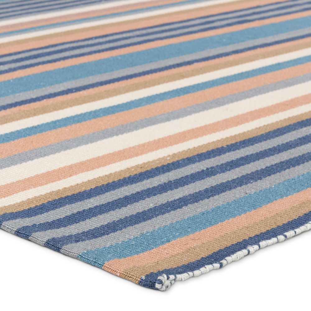 Merine Enzo Handmade Striped Blue/Cream Runner Rug (3'X8')