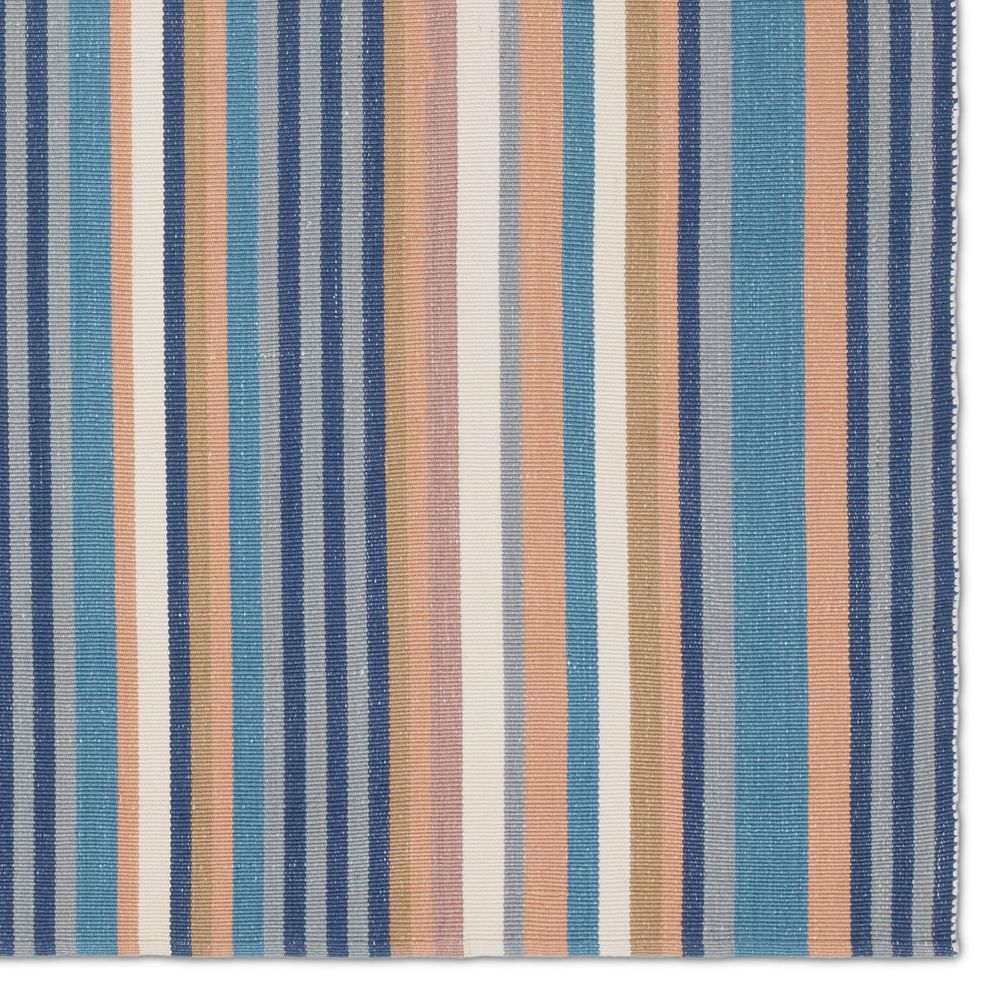 Merine Enzo Handmade Striped Blue/Cream Runner Rug (3'X8')