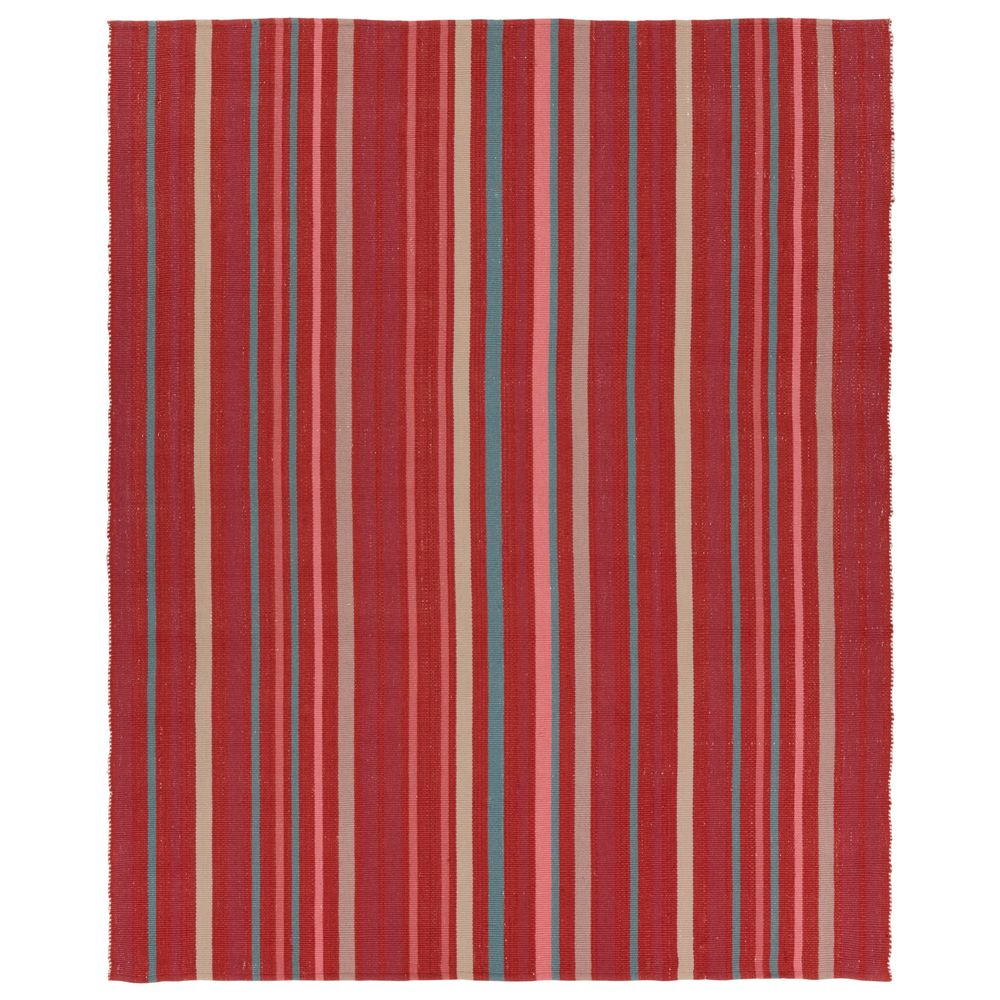 Merine Virame Handmade Striped Red/Blue Runner Rug (3'X8')