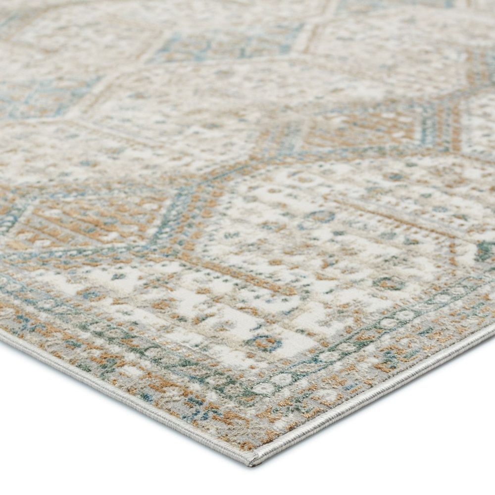 Merine Vander Trellis Gold/ Light Blue Runner Rug (2'6"X10')