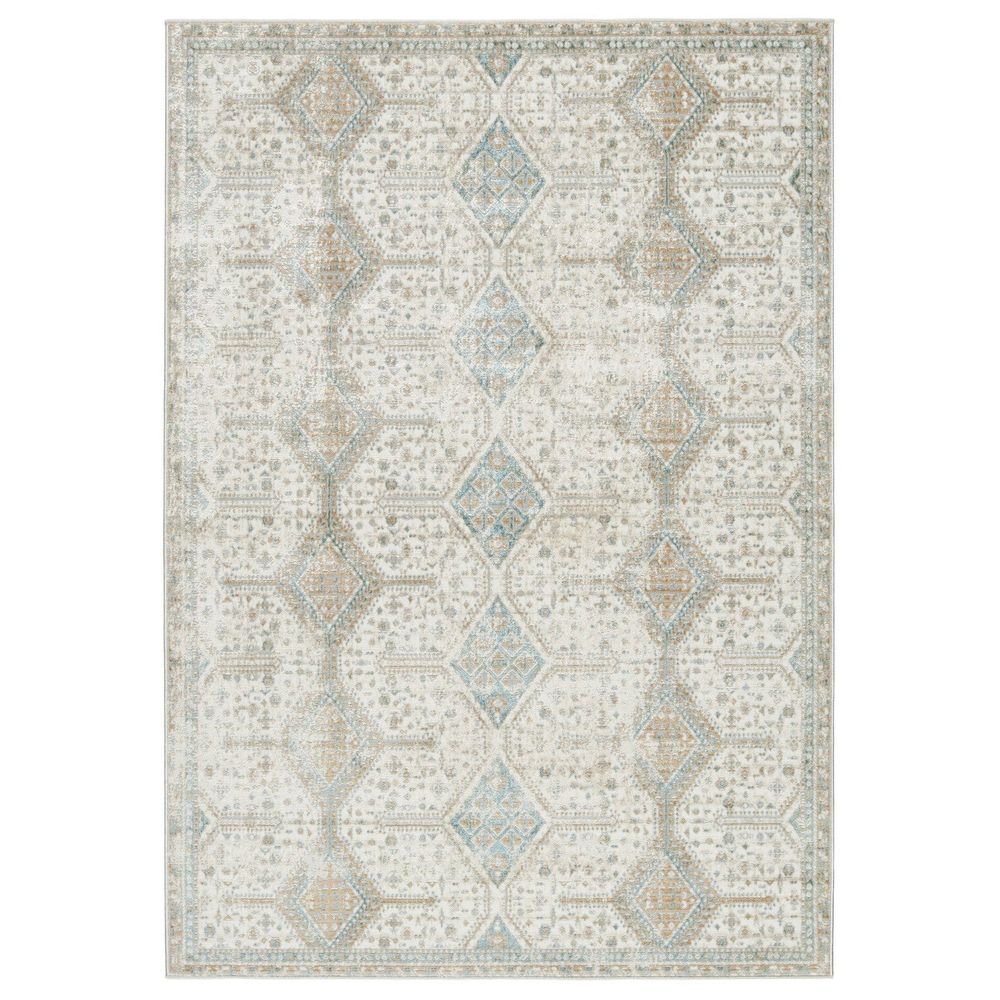 Merine Vander Trellis Gold/ Light Blue Runner Rug (2'6"X10')