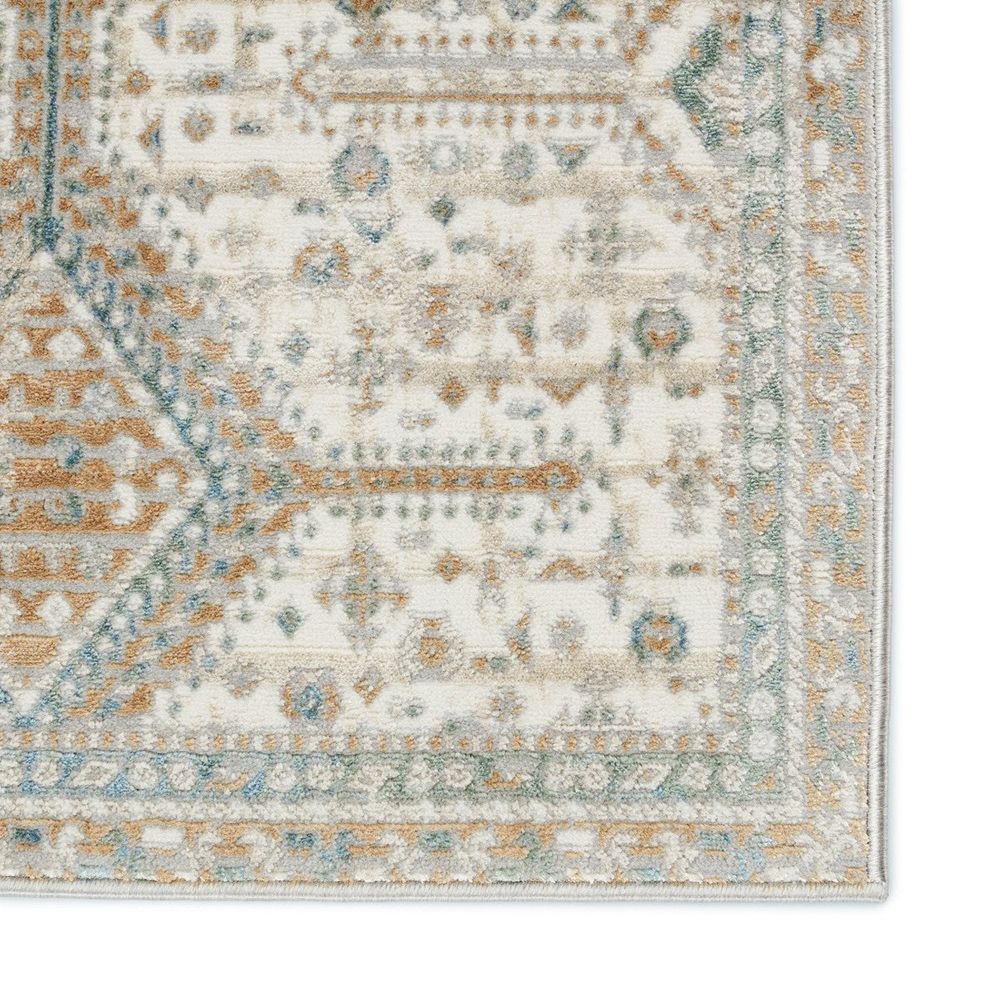 Merine Vander Trellis Gold/ Light Blue Runner Rug (2'6"X10')