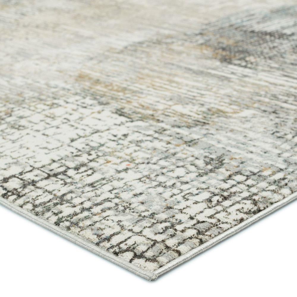 Merine Lazaro Abstract Gray/ Gold Runner Rug (2'6"X10')