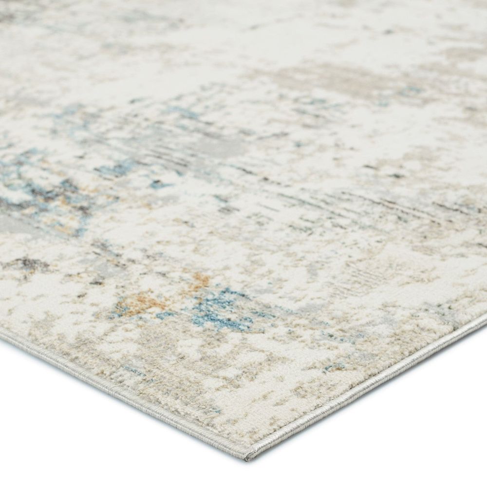 Merine Nymera Abstract Gray/ Light Blue Runner Rug (2'6"X10')