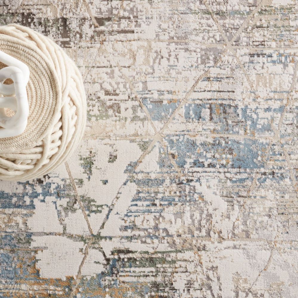 Merine Aracelia Trellis Gray/ Light Blue Runner Rug (2'6"X10')