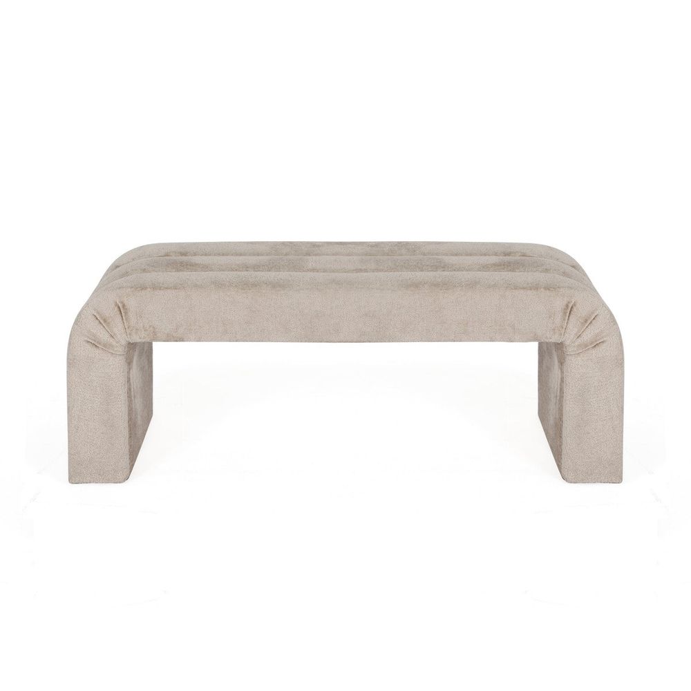 Mercer - Horizontal Channeled Bench In Taupe Textured Chenille