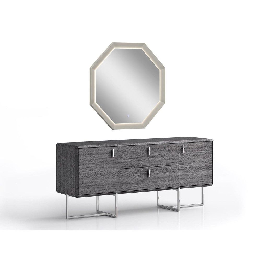 Chloe Hexagonal Mirror-Whiteline Modern Living-WHITELINE-MR1888-GRY-Mirrors-3-France and Son