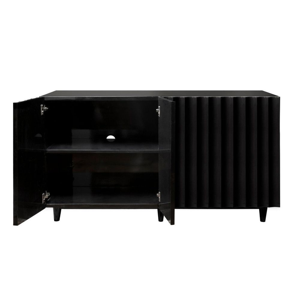Sideboards & Credenzas Odette - Black Lacquer 4 Door Scalloped Front Cabinet