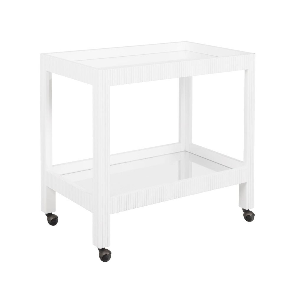 Bar Storage: Carts Otis - Fluted Bar Cart In White Washed Oak